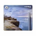 Набор карандашей цветных акварельных Lyra, шестигранные, 3.3 мм, 24 цвета, металлическая коробка