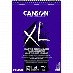 Альбом Canson XL Fluid Mix Media, гладкая, на пружине, 250 гр/м2, А3, 30 листов