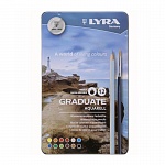 Набор карандашей цветных акварельных Lyra, шестигранные, 3.3 мм, 12 цветов, металлическая коробка