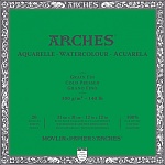 Бумага для акварели Arches, среднее зерно, склейка, 300 гр/м2, 31 х 31 см, 20 листов, белый
