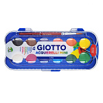 Набор красок акварельных Giotto Colour Blocks Mini, сухие, в таблетках, с кистью, 12 цветов