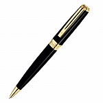 Ручка шариковая Waterman Exception Slim Black Lacquer GT, толщина линии M, позолота 23К