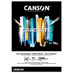 Альбом для смешанных техник Canson Graduate Black, склеенный, 240 гр/м2, 20 черных листов