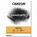 Альбом для смешанных техник Canson Graduate Bristol, склеенный, 180 гр/м2, 20 белых листов