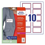 Бейдж самоклеящийся Avery Zweckform, красная рамка, 120 гр/м2, 80 х 50 мм, 10 шт. на листе, 20 лист