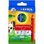 Набор карандашей цветных акварельных Lyra Groove Triple One, восковые, 6 цветов, картонная коробка