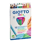 Набор карандашей цветных Giotto Mega-Tri, утолщенные, трехгранные, 5.5 мм, 12 цветов