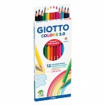 Набор карандашей цветных Giotto Colors, деревянные, шестигранные, 3 мм, 12 цветов, картонная коробка